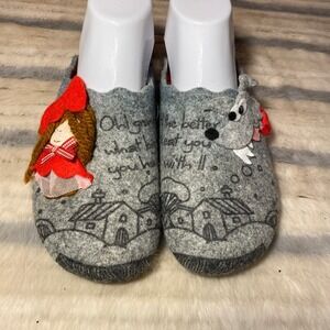 Flexus by Spring Step Little Red Riding Hood Wool Fairy Tale Slippers‎ Size 38